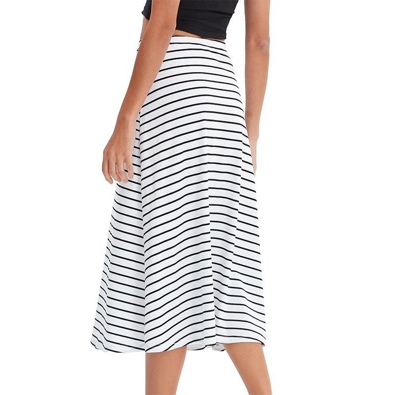 

Good Quality Cotton Stripe Casual Loose Mid-Calf Women Skirts M30179