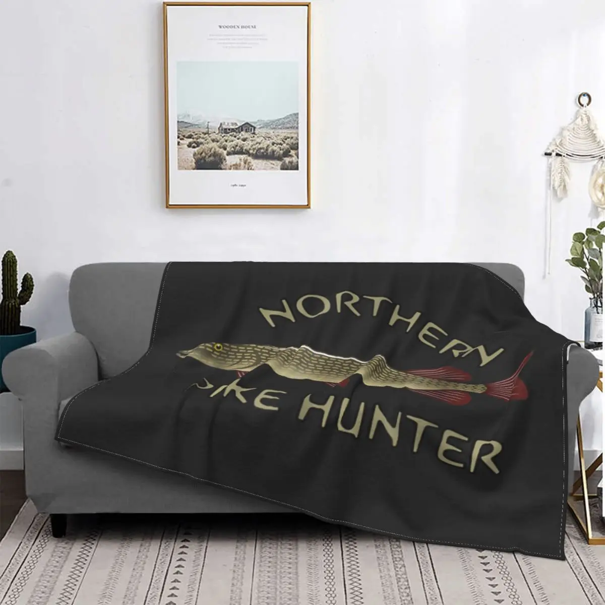 

Northern Pike Hunter Fishing-Manta de lucio del norte, colcha a cuadros para cama, sofá, mantas, ropa de cama y fundas