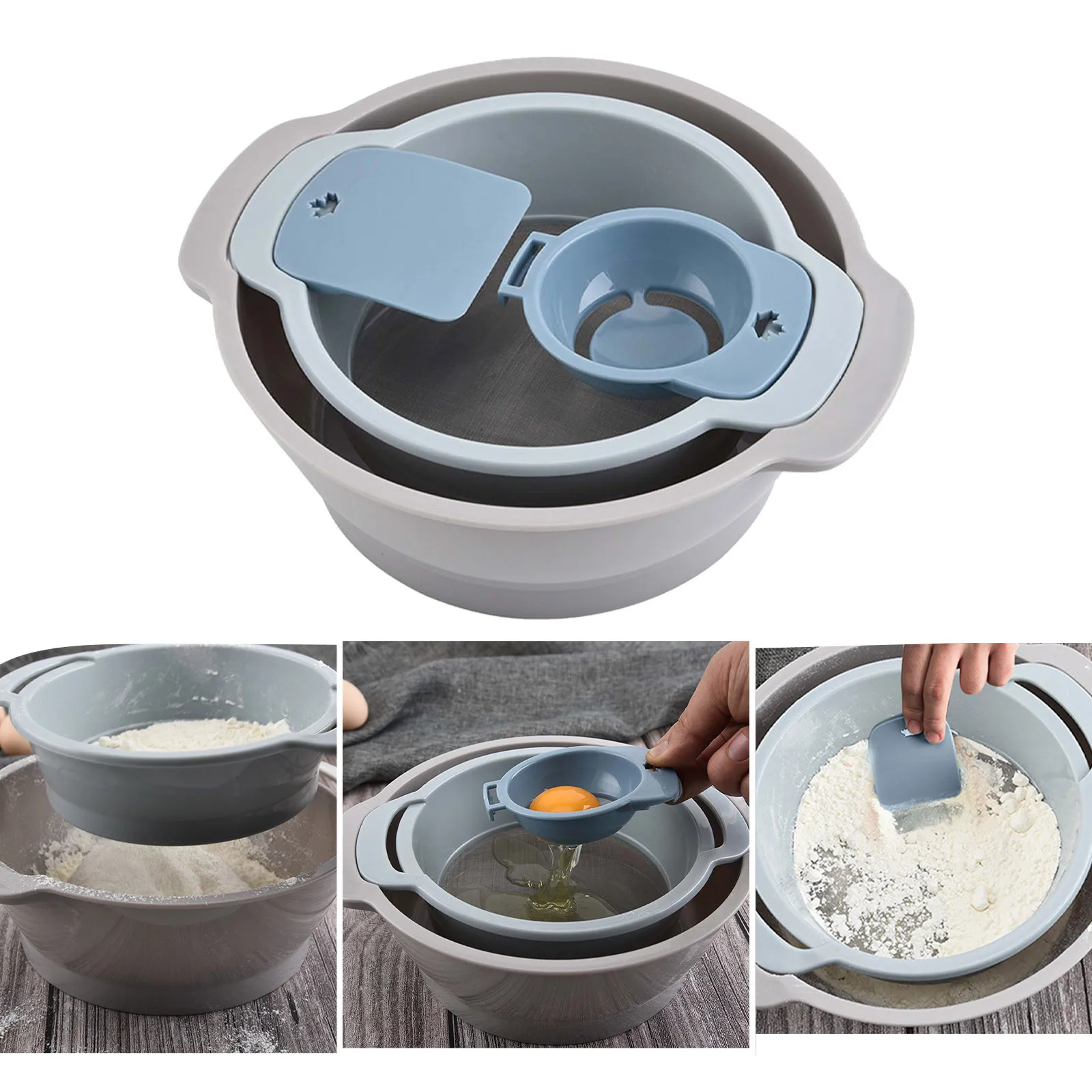 

New Practical Flour Sieve Mixing Bowl Kitchen Gadgets Pizza Making Gadgets disassembled Multi-function simple compactly gadgets