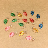 10pcslot drop oil leaves shape enamel charms pendant diy earrings bracelet neacklace accessories for jewelry making 2010mm