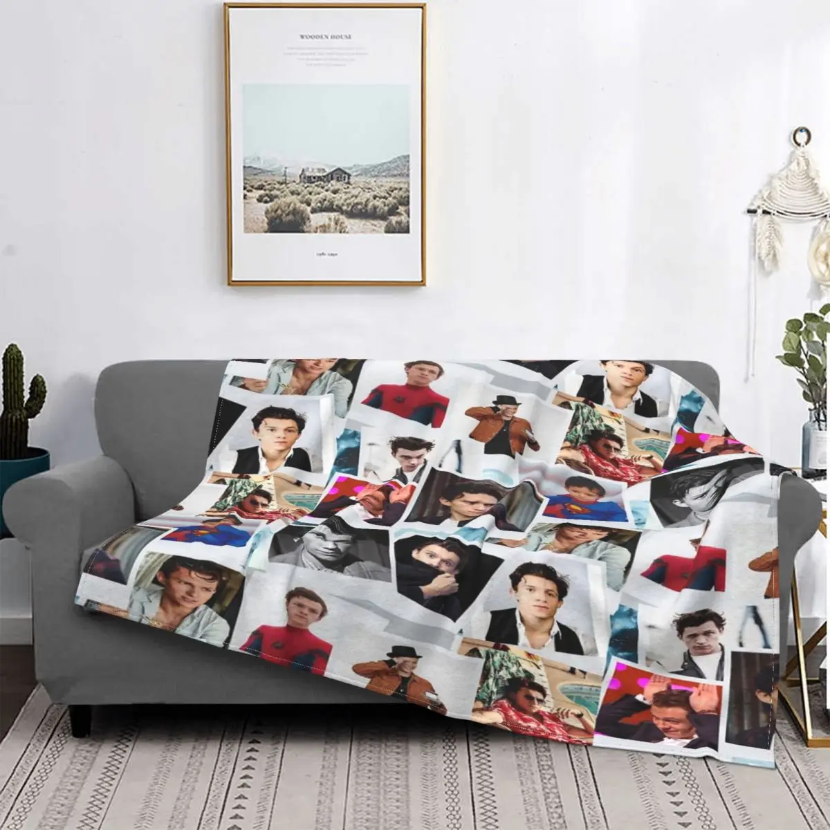 

Tom Holland-Manta a cuadros para cama, manta Kawaii para playa, colcha, 220x240, 2 единицы