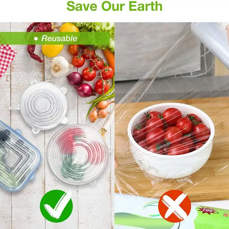 

12 Pack Round + Rectangle,Silicone Stretch Lids Reusable, Food Storage Silicone Lids Cover for Container Bowl,Pots,Cups