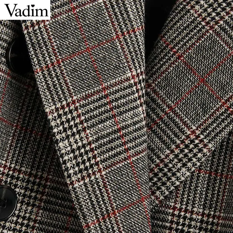 Женский твидовый Блейзер Vadim двубортный пиджак с длинными рукавами и карманами