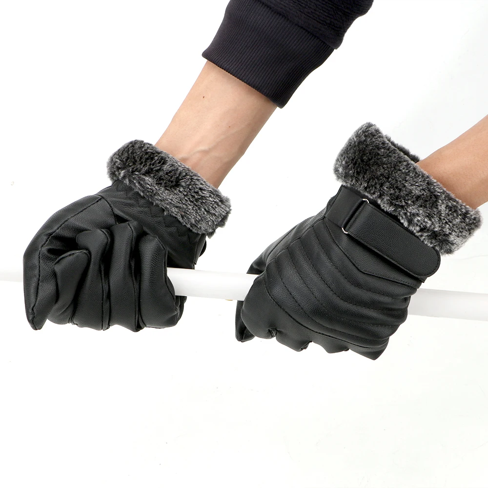 

FORAUTO Men's Windproof Gloves Motocycle Bike Cycling Anti Slip Full Finger Warm Gloves Leather Winter Touch Screen Soft Gloves