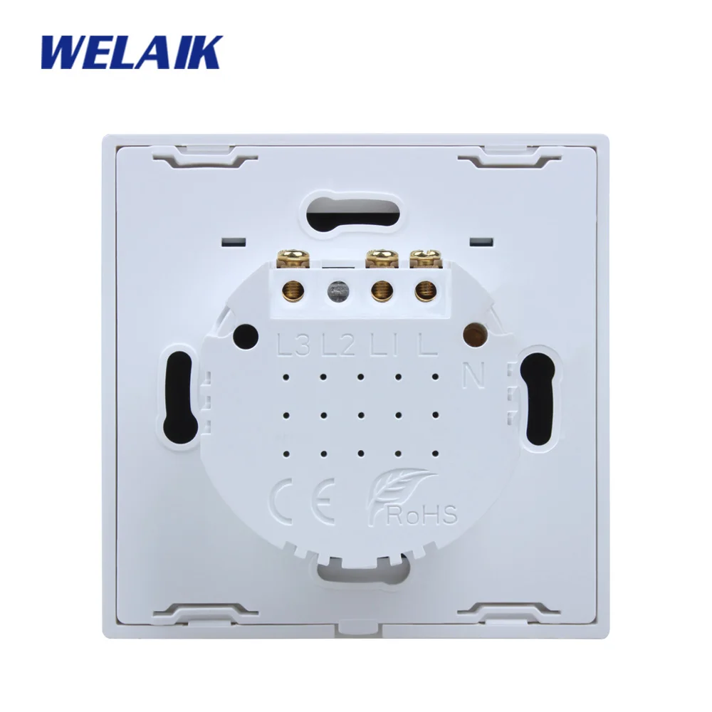 Сенсорный выключатель WELAIK UK стеклянная панель настенный интеллектуальный 2gang 1way