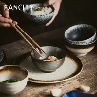 fancity creative rice bowl single ceramic tableware bowl retro soup bowl small household eating bowl