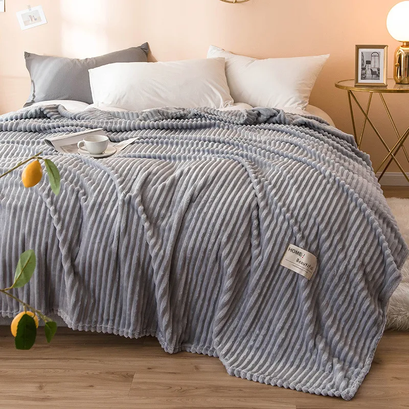 Супермягкое Полосатое одеяло s однотонное желтое синее Флисовое теплое