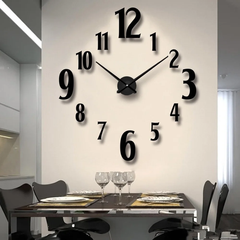 

Black Diy Clock Wall Clock Modern Design Numbers Wall Clocks Art Decor Wall Stickers Wall Watch Orologio Living Room Decoration