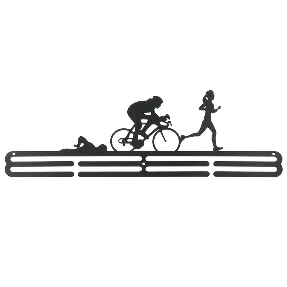 Triathlon Woman Нержавеющая сталь медаль Вешалка медаль держатель дисплей стойка Бег Плавание гимнастика марафоны велосипед Спорт медаль подарок украшение - Цвет: Triathlon Woman