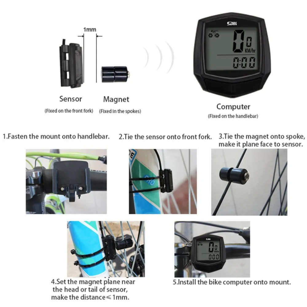 

Bike Wired Stopwatch Bicycle Multifunction Computer Speedometer Odometer Sensor Outdoor Sport Accessories SD-581 Black