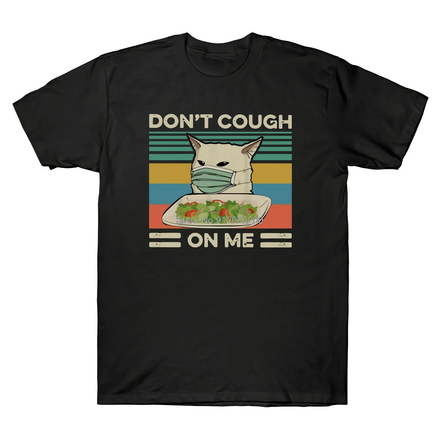 

Confused Cat Meme Don'T Cough On Me Funny Cat Vintage Men'S T Shirt Cotton Tee