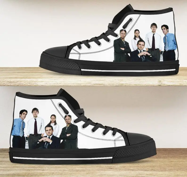 

The office shoes. The office cast high tops, Mens Womens Designer Leisure Sneakers Men Casual Canvas Shoes Off White