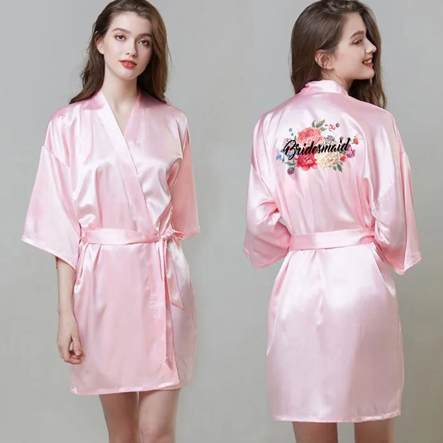 Bridesmaid Robes Wedding Robe Bride to be Team Gifts Flower Print Bridal Proposal Engagement Gift Dressing Gown | Женская одежда
