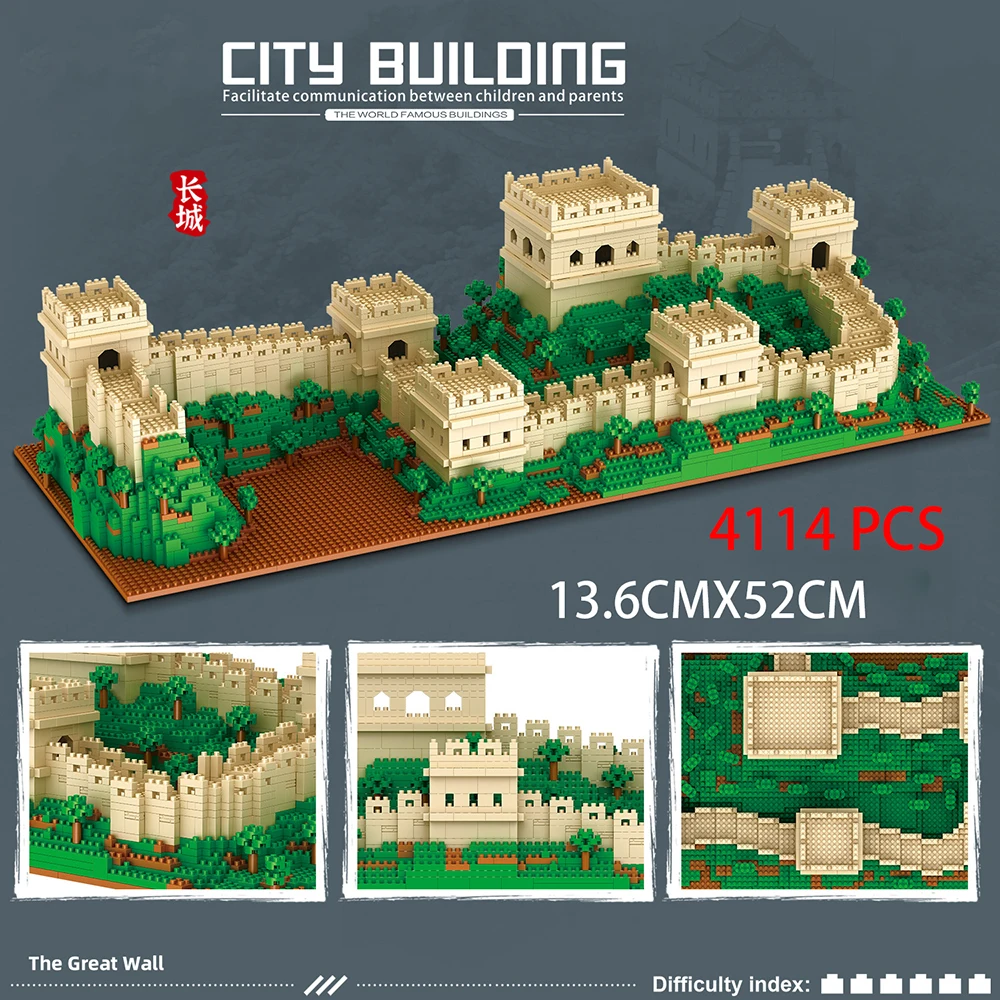 

Micro Bricks Mini Blocks Architecture Sets Model Building Kit Kids Toy Expert Yellow Crane Tower Great Wall Of China Chinoiserie