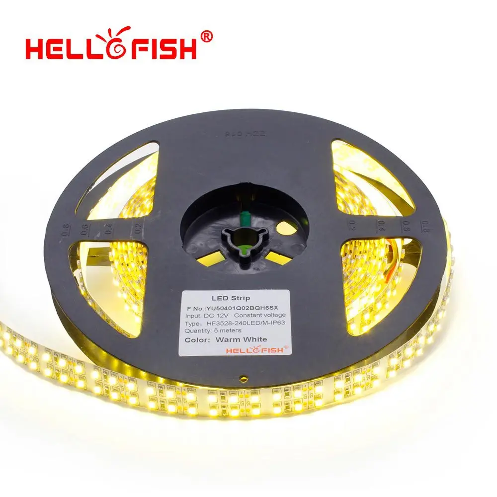 

Двухрядная Светодиодная лента Hello Fish, 15 мм, ширина 5 м, 2835 1200 SMD, 12 В, гибкая светодиодная лента 240 светодиодов/м, белая/теплая белая