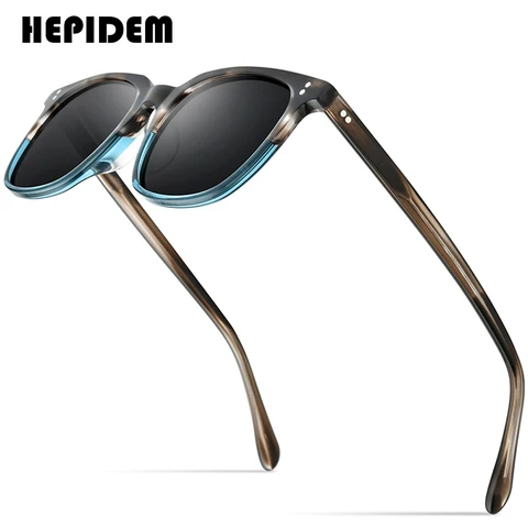 HEPIDEM Мужские солнцезащитные очки с ацетатными поляризационными стеклами из поликарбоната, 9114