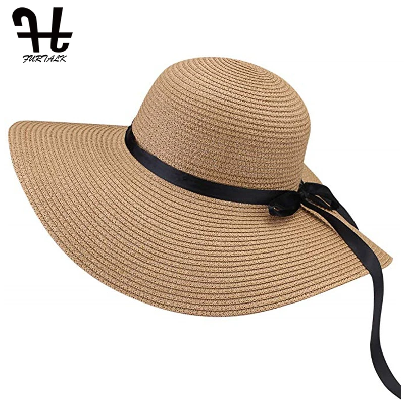 FURTALK Летние Соломенные Шляпы для Женщин Мода Дизайн Женщины Beach Sun Hat с Складной