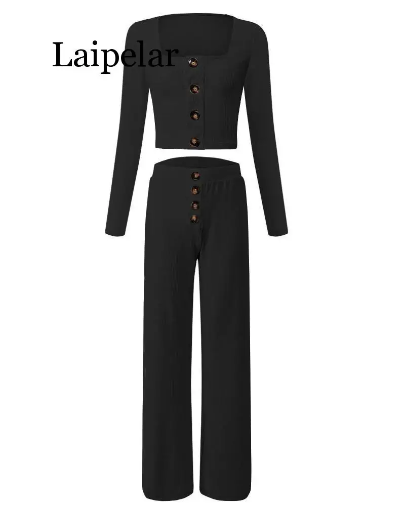 

Laipelar Autumn Women Knitted Rib Sexy 2 Piece Set Women 2019 Winter Casual Gray Matching Sets Outfit 2 Piece Set Elegant Strai