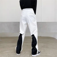 mens suit straight pants spring and autumn new personality black and white color design gentleman youth leisure large pants