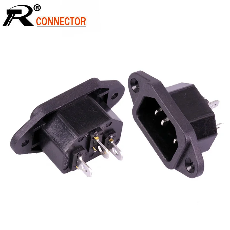 10 шт./лот штепсельная вилка переменного тока Панельное крепление разъем питания 3