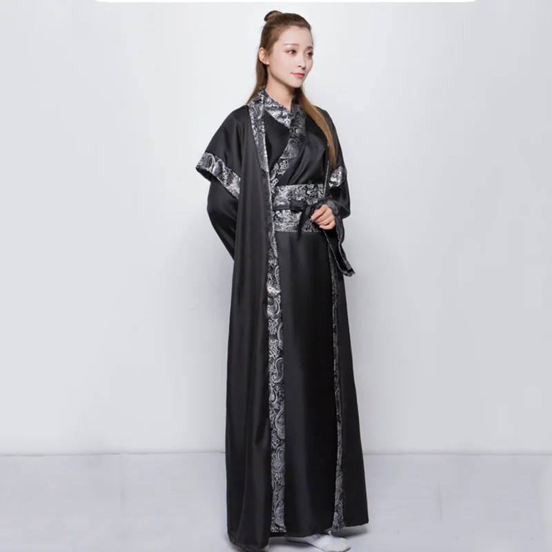 Черная Мужская сценическая одежда Hanfu Китайский национальный танец Династия