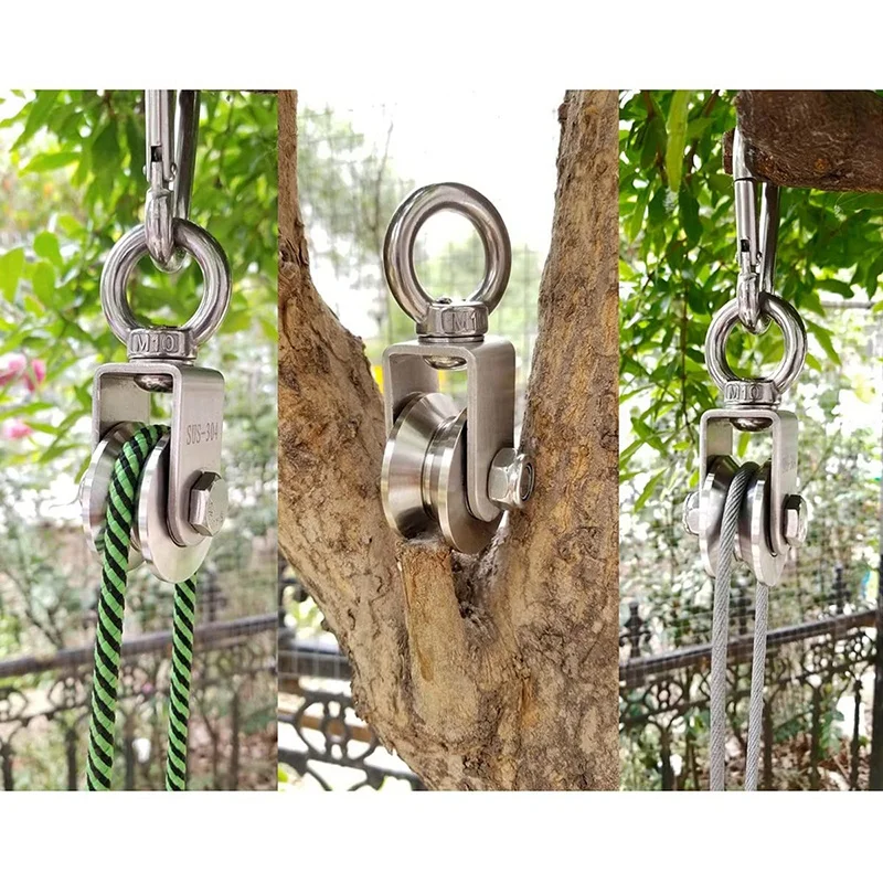 

V Type Swivel Pulley 304 Stainless Steel Duplex Bearing Silent Detachable 360 Degree Rotation Heavy Duty Traction Wheel
