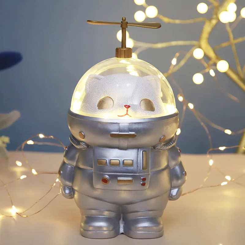 

LED Night Light Space Cat Nightlights with Piggy Bank Ornament Decoration Lamp Living Room Table Lamp Household New Exotic Lamp