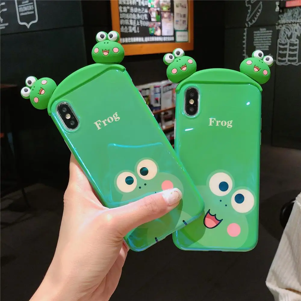 For iPhone 11 Pro MAX Cartoon Sesame Street frog Rabbit Pink Panther Blue Light IMD Case Xs XR Max X 6 6s7 8 Plus |