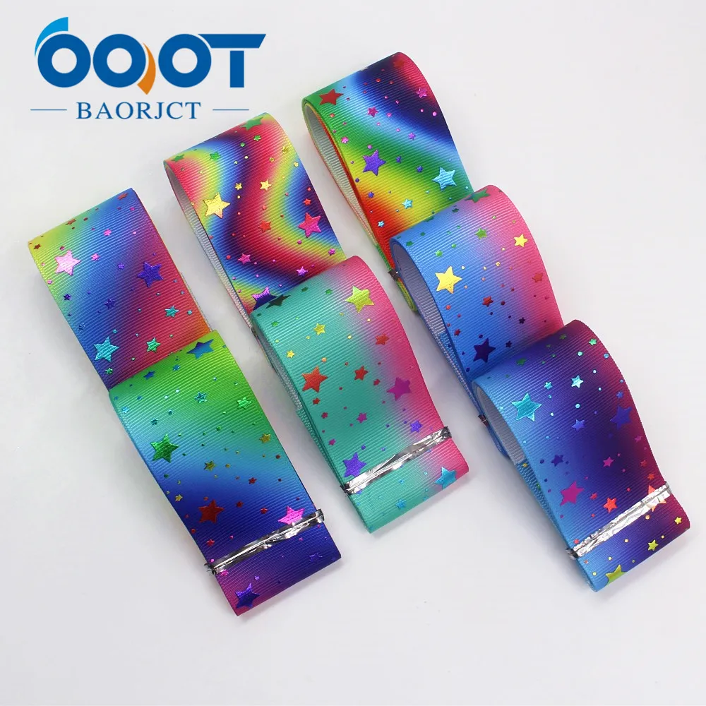 OOOT BAORJCT I-19911-2131, 38 мм, 10 ярдов Красочные Звезды горячего тиснения корсажные ленты, лук крышка DIY аксессуары украшения