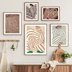 Картина на холсте с изображением стены абстрактная линия полоса Геометрическая изгиб девушка современный скандинавский плакат Настенные картинки для декора гостиной