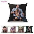 Сексуальный Jock горячий мускулистый медведь ЛГБТ парад арт гей мультфильм сексуальный человек Домашняя Декоративная Подушка Чехол льняной диван наволочка