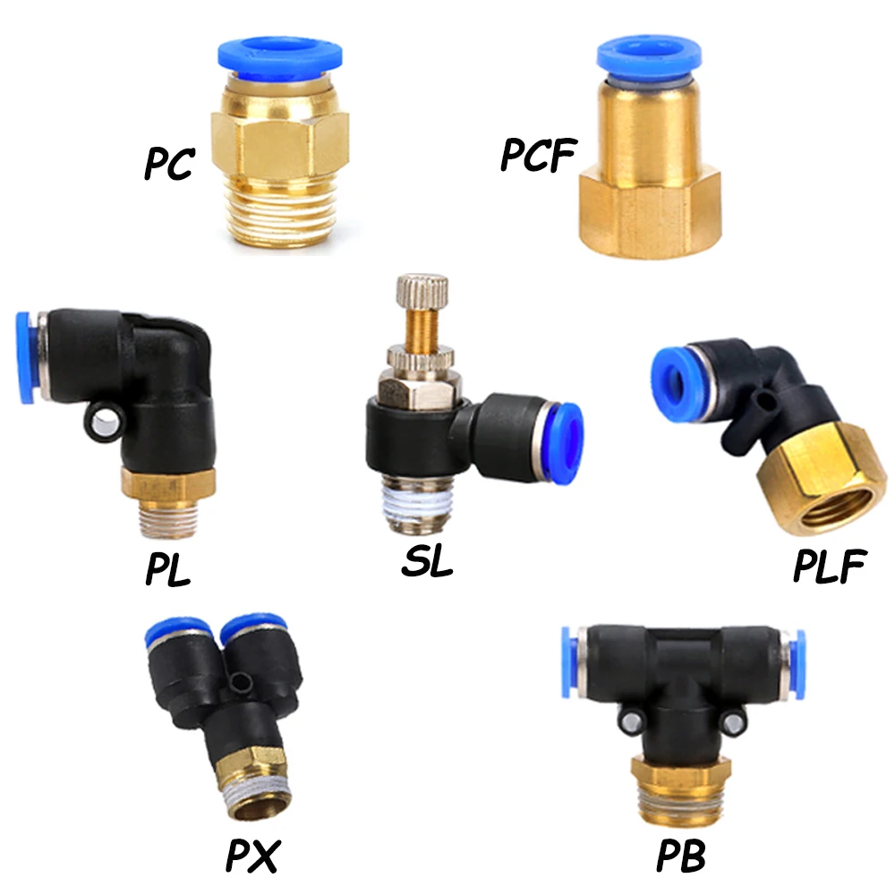 

Pneumatic Air Connector Fitting PC/PCF/PL/PLF 4mm 6mm 8mm Thread 1/8" 1/4 3/8 1/2 Straight Hose Fittings Pipe Quick Connectors