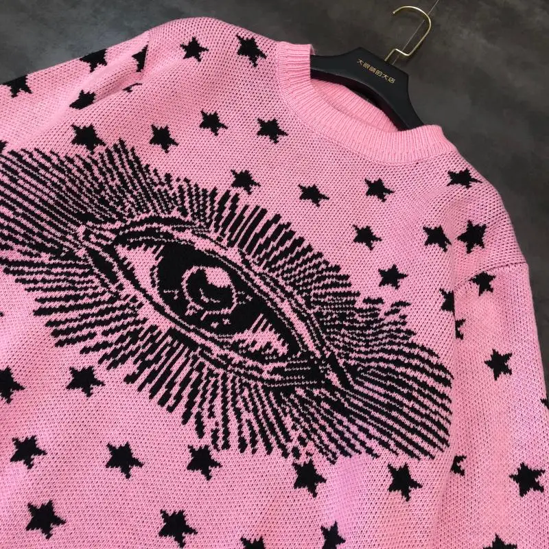 Женский Осенний вязаный свитер свободного покроя с узором в виде звезд и Больших