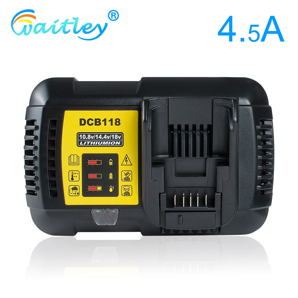 Carregador de Bateria Substituição para Dewalt Waitley Li-ion Ferramenta Carregamento Rápido 4.5a 10.8v 14.4v 18v 20v ue Plug Dcb200 140 105 Dcb118