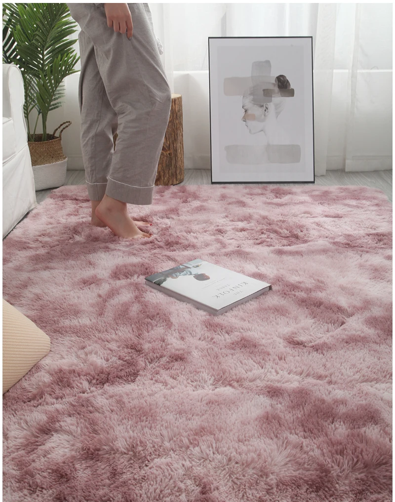 Carpet blue Tie Dyeing Plush Soft Carpets ins Living Room Bedroom Anti-slip Floor Mats Water Absorption Rugs customized | Дом и сад