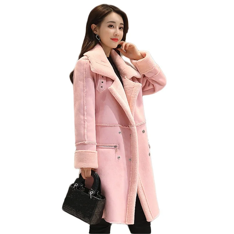 

Thicken Faux Lambs Wool Suede Women Winter Jacket Plus Velvet Long Jacket Overcoat Warm Winter Jacket Cotton Women Parkas C5768