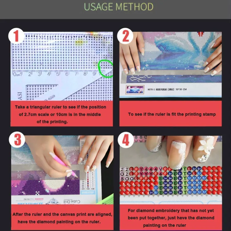 5D Diamond Drawing Ruler Stainless Steel Blank Grid Round Complete Drill Kit Tool Embroidery Accessoriesruler Needlework | Дом и сад