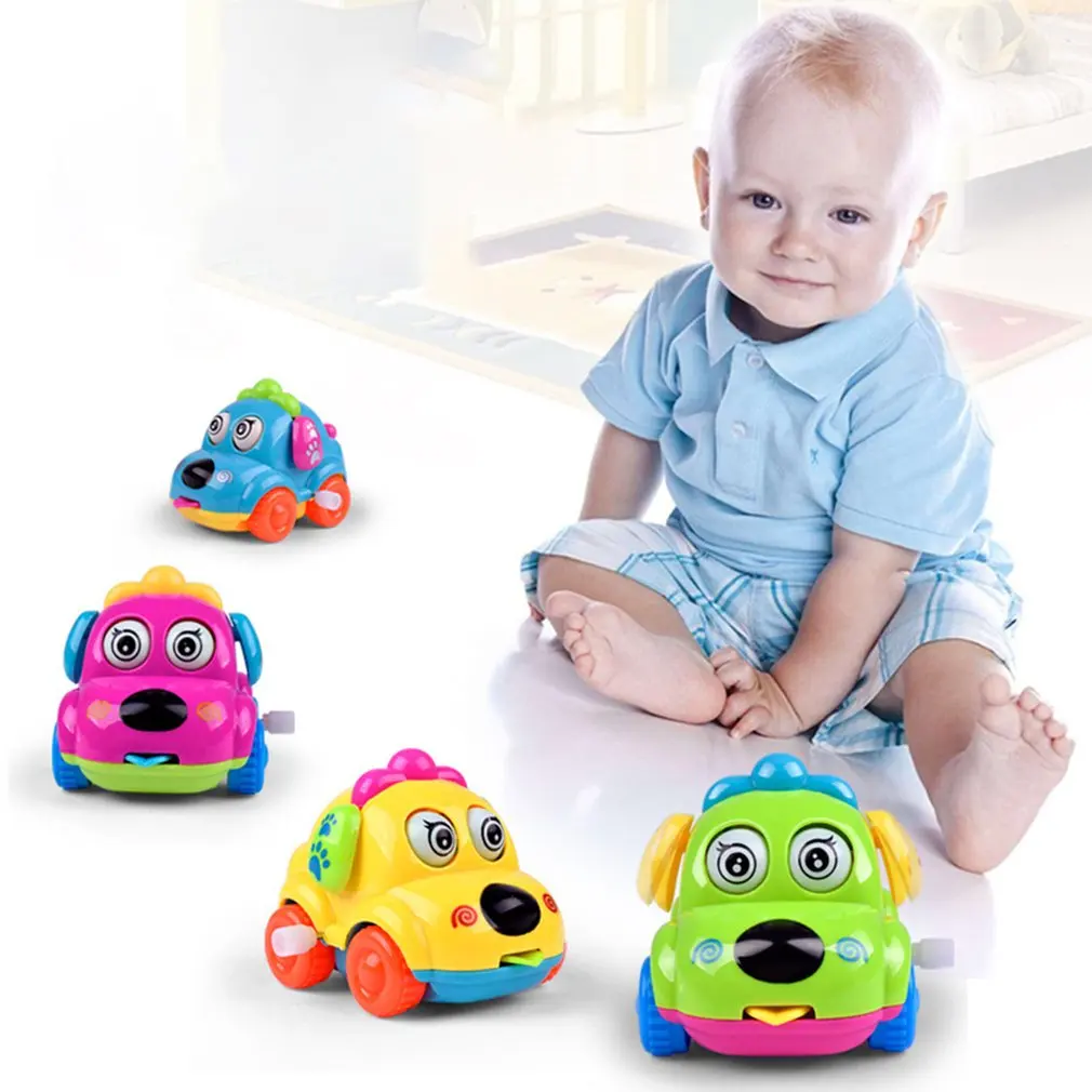 Kawaii милые Мультяшные животные игрушки собаки бегущий автомобиль заводные