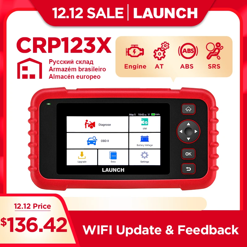 Launch X431 CRP123X диагностический инструмент Автоматический считыватель кодов EOBD OBD2 сканер передачи двигателя ABS SRS AutoVIN wifi PK CRP123 VII