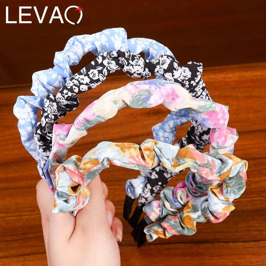 Женская Цветочная повязка с принтом Levao ободок рюшами на голову для девочек |