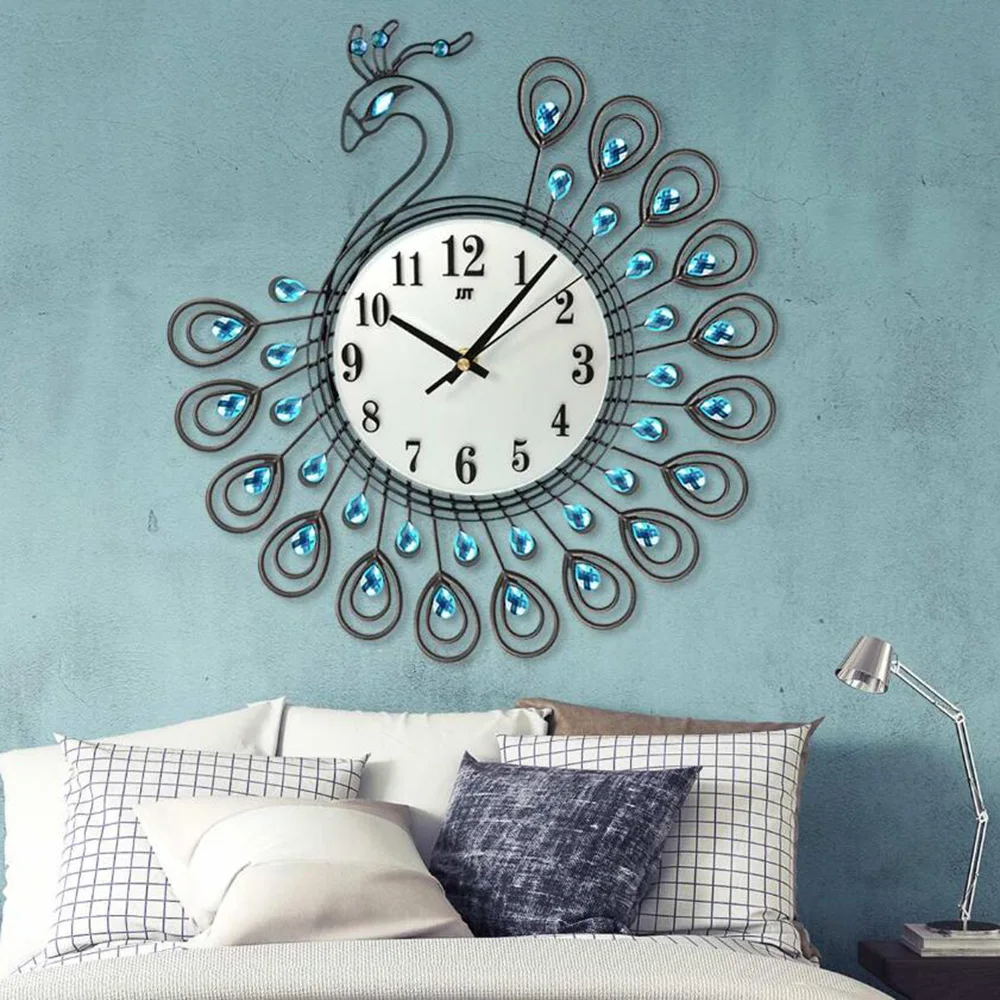 Большие 3D золотые бриллиантовые металлические часы для украшения дома гостиной