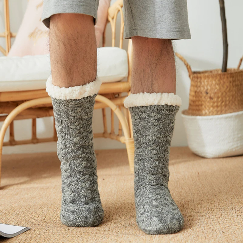 Мужские носки из плотного хлопка теплые зимние для спальни удобные сна домашние