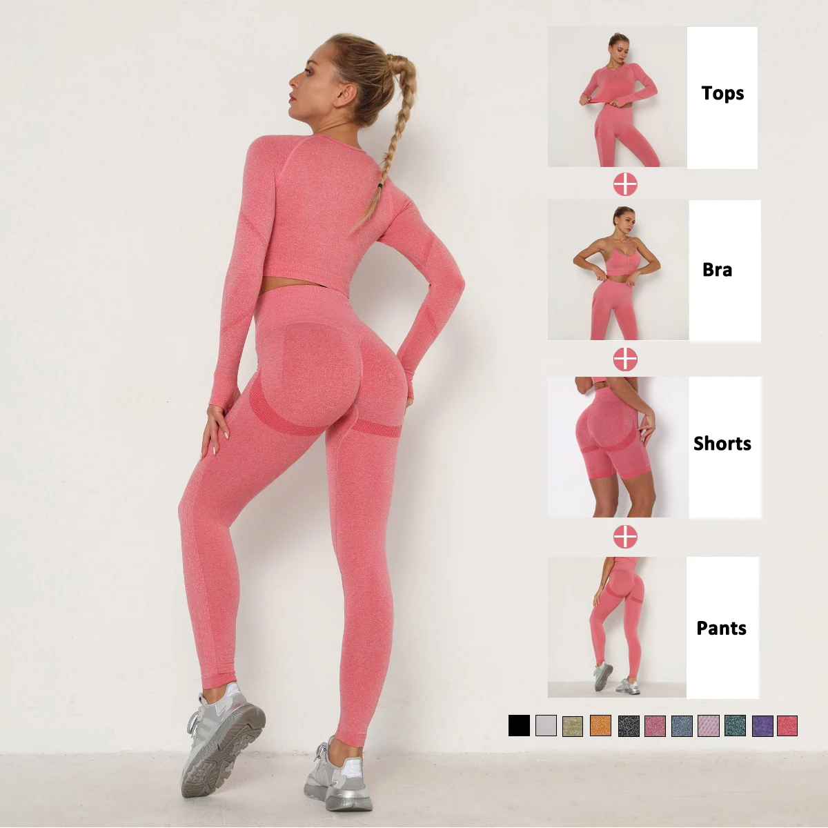 

2pcs Seamless Yoga Set Gym Fitness Clothing Women Sportswear Female Workout Leggings Top Suit Sport Bra Shorts Training Tights