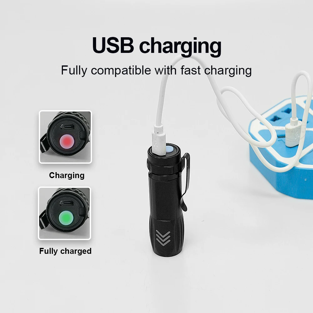 Новый карманный мини светодиодная вспышка светильник usb Перезаряжаемые фонарь