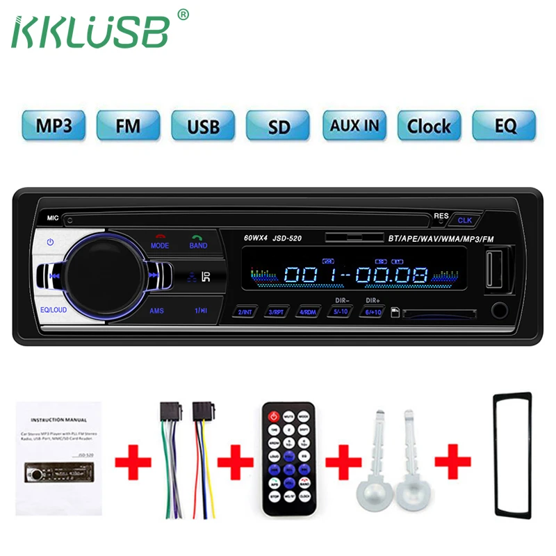 12 В Автомобильная Радио автомобильная стереосистема Bluetooth JSD520 In-dash 1 Din FM Aux вход