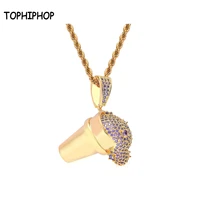 tophiphop bling ice cream pendant ice out micro paved cubic zircon necklace rope chain gold silver men is hip hop jewelry gift