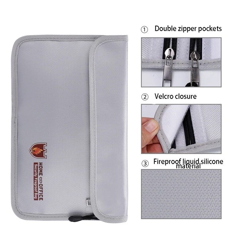 

1Pcs Fireproof Waterproof Document Money Safe Box Secret File Protect Pouch School Office Portable Zipper File Pocket