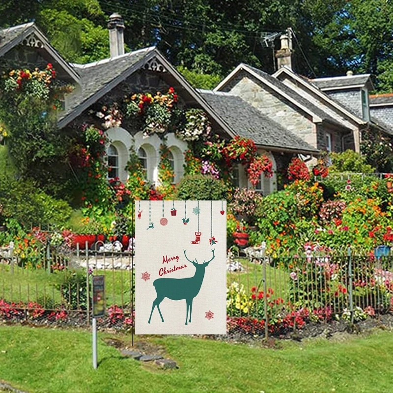 Счастливая фотография рождественские флаги лось двусторонний Печатный Открытый