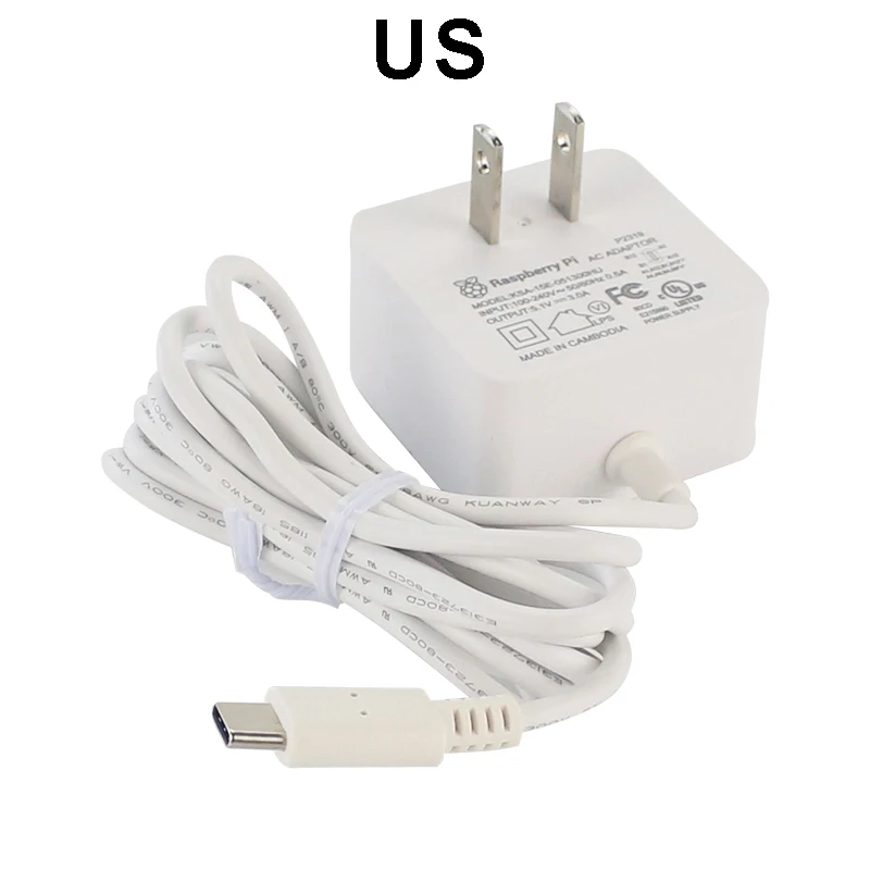 Официальный Raspberry Pi 4 Питание 5V 3A Зарядное устройство EU/US/UK US/AU разъем для
