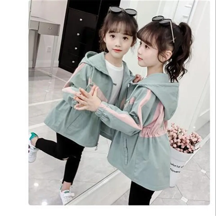 

Girls Windbreaker Coat New Cute Flower Hooded Outwear for baby Kids Clothes Children Casual Jackets 6 8 10 12 Years Vestidos